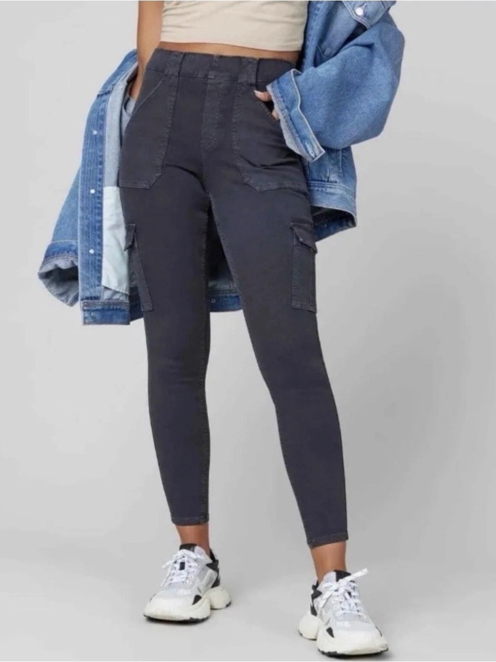 SPANX High Rise Skinny Cargo Pants XS Charcoal Grey NWT